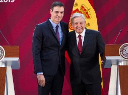 López Obrador emitió un mensaje conjunto con el presidente del Gobierno de España, Pedro Sánchez Pérez-Castejón, en Palacio Nacional. NTX/J. Pazos