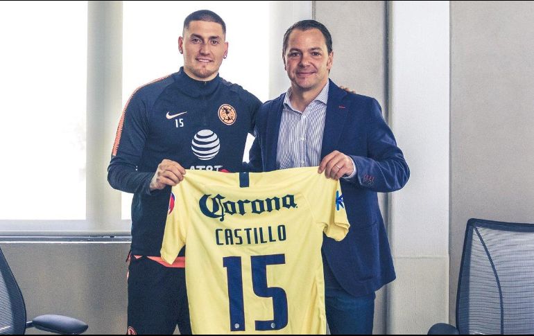 Castillo ya aprobó los exámenez médicos con las Águilas, pero está descartado para el juego de Copa de mañana martes ante Necaxa. TWITTER/@ClubAmerica