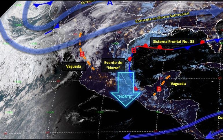 En varios estados de la República se esperan tormentas, así como bancos de niebla y posibles nevadas. ESPECIAL/CONAGUA