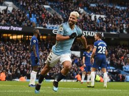 Con su triplete de hoy domingo, Agüero igualó el registro histórico de Alan Shearer. AFP/O. Scarff