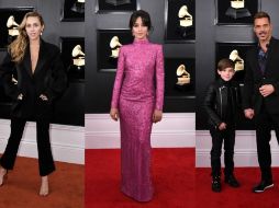 Miley Cirus, Camila Cabello y Ricky Martin acompañado con uno de sus hijos desfilan por la alfombra roja de los Grammy. ESPECIAL