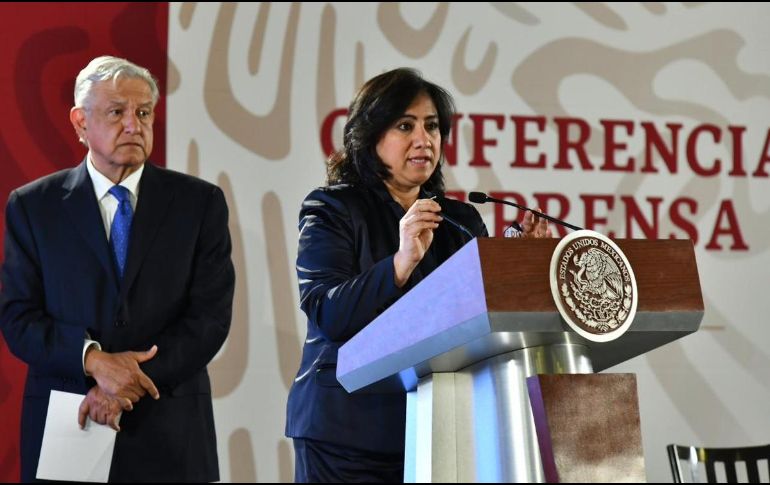 Irma Eréndira Sandoval sostiene que en los tres sexenios anteriores no se habían registrado en su totalidad, a inicios de gobierno, la declaración patrimonial del gabinete. TWITTER / @SFP_mx