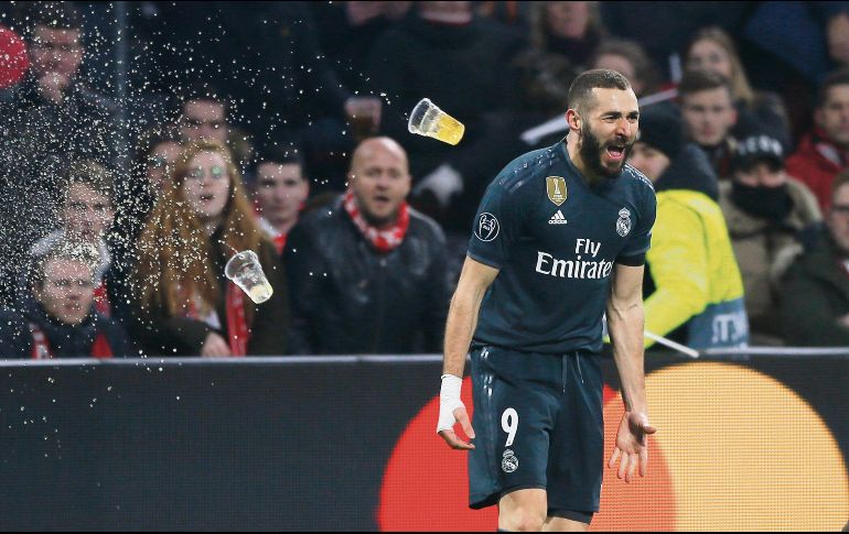 Karim Benzema puso adelante el Real Madrid. Fue el gol 60 del francés en la Champions y ya es el cuarto goleador histórico de la competencia. AP