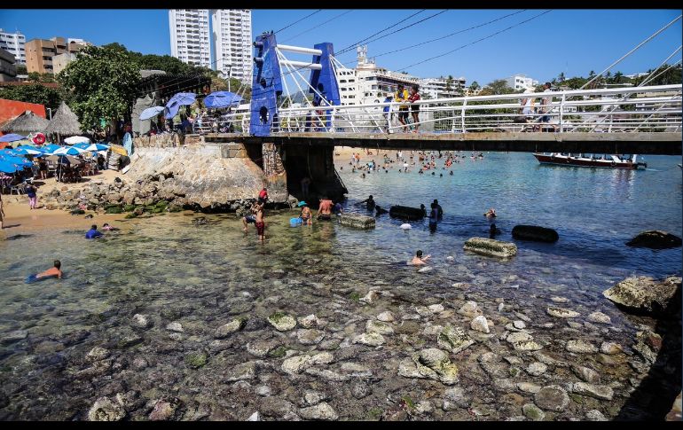 Las rocas del mar quedaron expuestas a la visita en zonas como Caleta, Caletilla y de el Revolcadero.