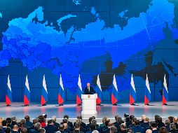 Vladimir Putin en su discurso anual sobre el estado de la nación. AFP/A. Nemenov