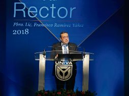 El rector de la Univa, Francisco Ramírez Yáñez, durante su informe de actividades. EL INFORMADOR/F. ATILANO