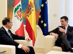 Vizcarra y Sánchez se reunieron este jueves, en la segunda jornada de la visita de Estado del mandatario peruano a España, antes de la firma de diversos acuerdos. AFP/ J. Soriano