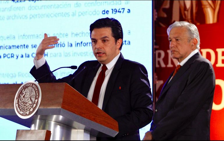 El director general del Archivo General de la Nación, Carlos Enrique Ruiz, destacó en su turno de palabra que se tienen décadas de información muy desorganizada. NTX/ J. Lira