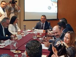 El fiscal anticorrupción (centro), durante su comparecencia. EL INFORMADOR/R. Rivas