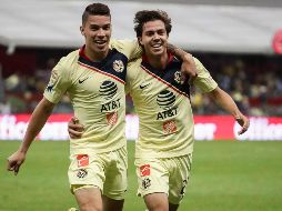 El América celebra un gol frente a Puebla en el Estadio Azteca. SUN/D. Sánchez