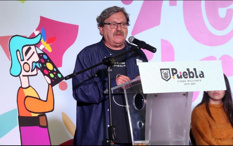 Ignacio Taibo II participa en el primer día de actividades de la Fiesta del Libro en el Instituto Municipal de Arte y Cultura de Puebla. SUN / AFBV