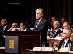 El presidente de la Reserva Federal (Fed), Jerome Powell, participa en un evento organizado por el Club Económico de Nueva York. EFE/J. Lane