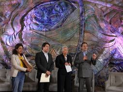 Mario Delgado, coordinador de Morena; Olga Sánchez Cordero, secretaria de Gobernación y Esteban Moctezuma, titular de Educación Pública, en su reunión con representantes de la CNTE. NTX/O. Ramírez