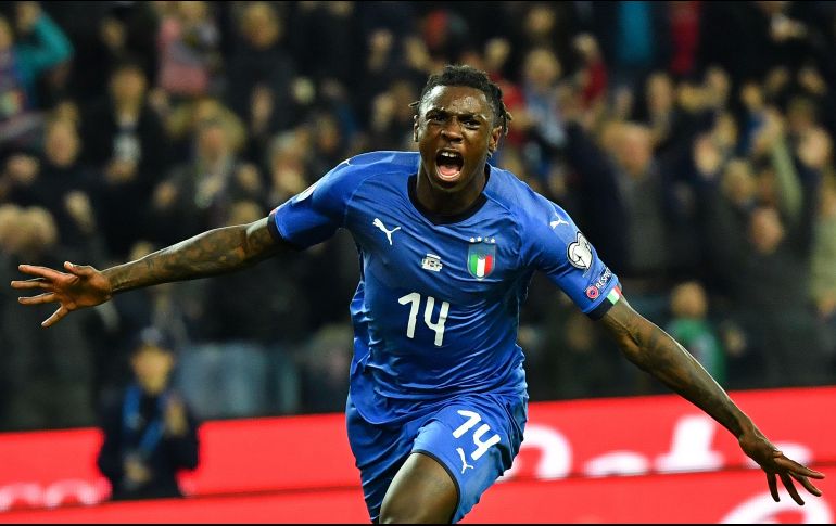 Kean celebra al 74' tras anotar el segundo gol de Italia. AFP/A. Solaro
