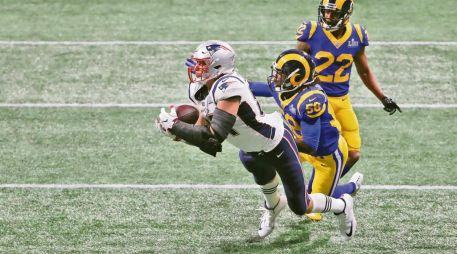 La última recepción en su carrera fue una acrobática atrapada en el Super Bowl LIII, que antecedió al único touchdown del juego. AFP 