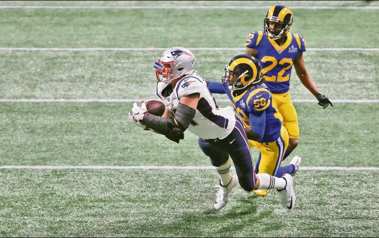 La última recepción en su carrera fue una acrobática atrapada en el Super Bowl LIII, que antecedió al único touchdown del juego. AFP 
