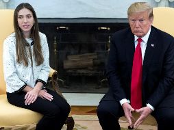 Fabiana Rosales y Donald Trump sostuvieron una charla en la Casa Blanca. EFE/M. Reynolds