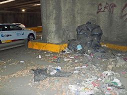 En el paso a desnivel que se encuentra en Avenida López Mateos y Las Rosas es común que las personas tiren residuos; el Ayuntamiento de Guadalajara afirma que, debido a esta práctica, acude cada dos semanas para limpiar el túnel. EL INFORMADOR / A. Navarro