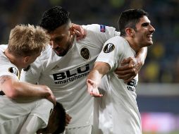 Gonçalo Guedes marcó dos goles para el Valencia ante el Villarreal. EFE / D. Castelló