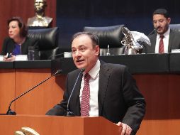 El secretario de Seguridad Pública y Participación Ciudadana, Alfonso Durazo, presentó dicha política pública. EFE / Senado de México