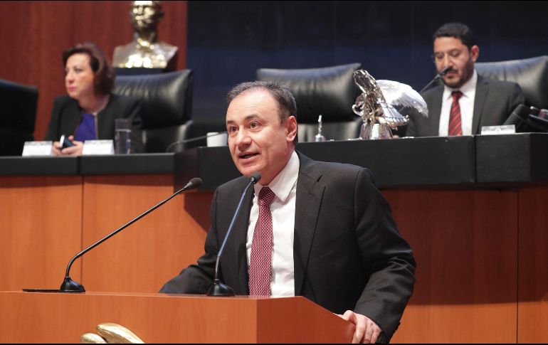 El secretario de Seguridad Pública y Participación Ciudadana, Alfonso Durazo, presentó dicha política pública. EFE / Senado de México