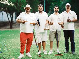 Roberto Rivera, Stephen Morgan, Brian Lozano y Manuel Marcos (de izquierda a derecha) desean dejar huella en México con el croquet. EL INFORMADOR / G. Gallo
