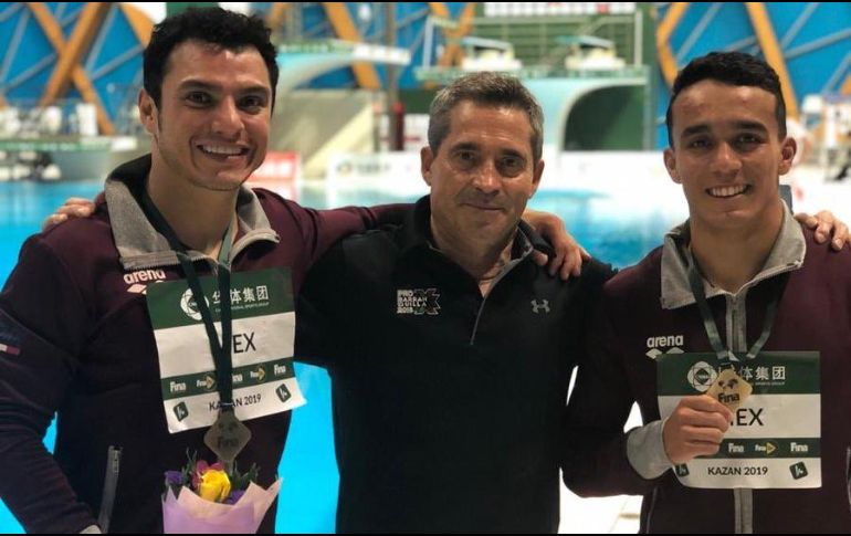 Se trata de los únicos mexicanos que toman parte en esta competencia y este sábado disputarán la prueba individual de tres metros. TWITTER / @FemexNatacion
