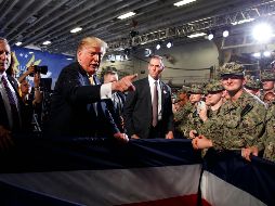 Trump aseguró que el ejército estadounidense se “quedará para siempre en primer lugar”. AP/E. Vucci