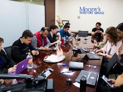 En la Torre Óptima I se llevó a cabo una conferencia vía telefónica de la calificadora Moody's, donde se habló sobre la calificación de México en cuanto a crecimiento financiero. NTX/J. Pazos