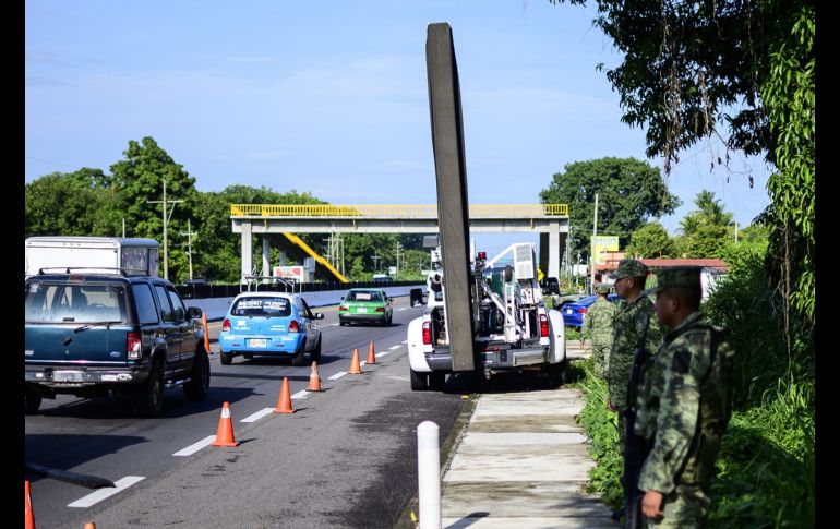 Un escáner en un retén militar se observaba el sábado a las afueras de Tapachula.