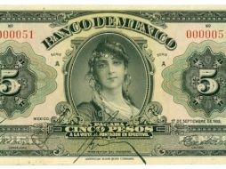 El primer billete de 5 pesos emitido por el recién creado Banco de México en 1925 tenía a una misteriosa mujer en su anverso. BANCO DE MÉXICO
