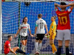 La alemana Sara Daebritz celebra tras anotar el único gol del partido. AP/M. SPRINGLER