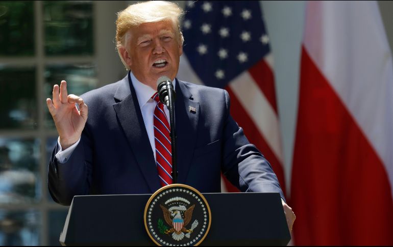 Donald Trump ofrece una conferencia de prensa luego del encuentro con su homólogo polaco, Andrzej Duda. AP/E. Vucci