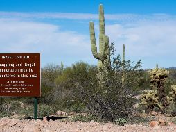 Un letrero advierte contra el tráfico de indocumentados cerca de Lukeville, Arizona. AFP/ARCHIVO