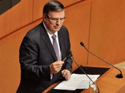 Marcelo Ebrard, secretario de Relaciones Exteriores, comparece ante la Comisión Permanente del Senado de la República. NTX/A. Guzmán