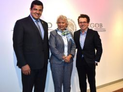 Sánchez Cordero (c) remarca que lo que no se permitirá es que los migrantes usen a México sólo como país de tránsito. TWITTER/@M_OlgaSCordero