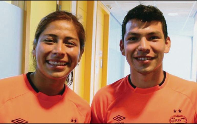 Cecilia Santiago e Hirving Lozano. TWITTER/@cecisantiago18