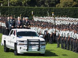 El evento se llevó a cabo en el Campo Marte en compañía del secretario de Seguridad y Protección Ciudadana, Alfonso Durazo y otros funcionarios. NTX / A. Rocha