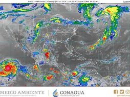 Derivado del huracán, se presentan vientos máximos sostenidos de 215 km/h, rachas de 260 km/h y desplazamiento hacia el oeste-noroeste a 24 km/h. TWITTER / @conagua_clima