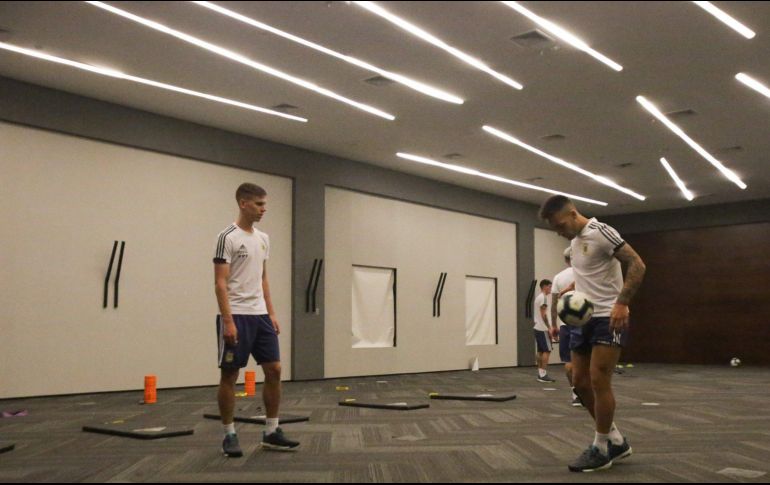 Los jugadores argentinos durante sus ejercitaciones. TWITTER/Argentina