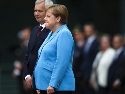 Merkel tembló durante un acto oficial en la cancillería en Berlín, donde recibió al primer ministro finlandés, Antti Rinne. AP/M. Schreiber