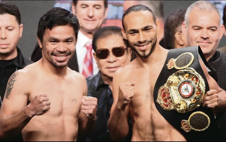 “Pacman” y Thurman no tuvieron problemas y están listos para su combate de hoy. AFP