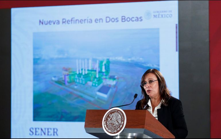 Rocío Nahle en la rueda de prensa este lunes en el Palacio Nacional de Ciudad de México. EFE/J. Méndez