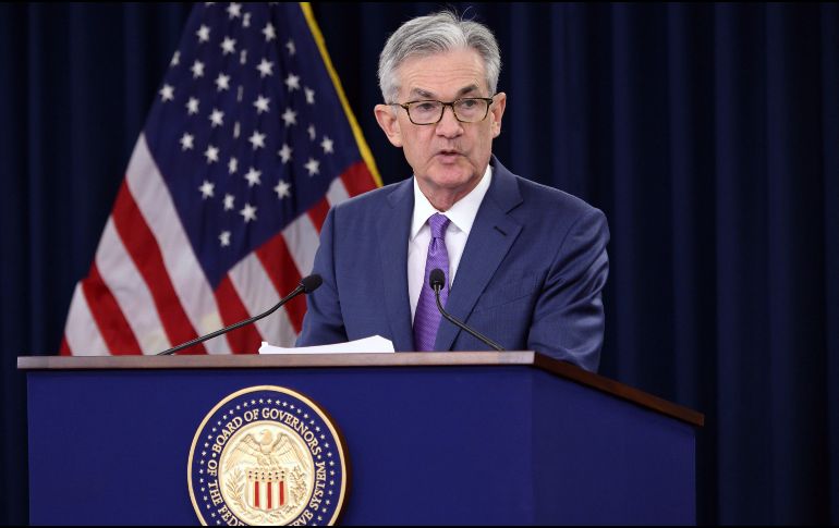 Powell habla durante una rueda de prensa tras el recorte de un cuarto de punto del precio del dinero. AFP/A. Caballero-Reynolds