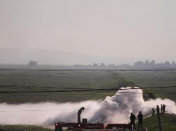 Hasta esta tarde continuaba la fuga de gas, y se mantiene la dispersión de la nube que se originó por la misma. NTX/E. Álvarez
