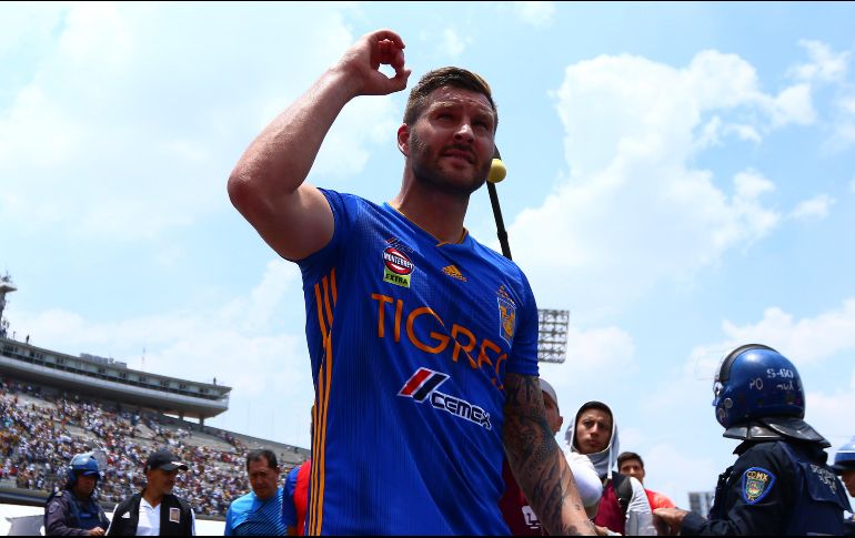 El delantero galo perforó la meta del Club Universidad al minuto 89 y con esto alcanzó su anotación 105 con la playera de Tigres. Imago7 / A. Suárez