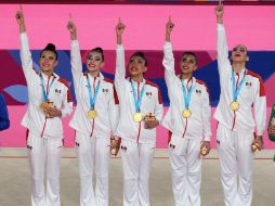 México suma 20 medallas de oro en los Juegos Panamericanos con el triunfo del equipo mexicano de gimnasia en la modalidad de cinco pelotas. TWITTER / @CONADE