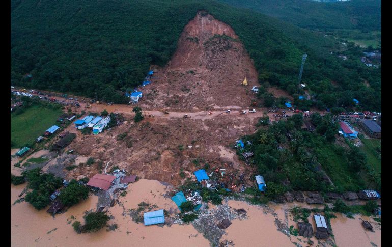 Toma aérea de la zona del alud que ha dejado 13 muertos. AFP/S. Aung Main