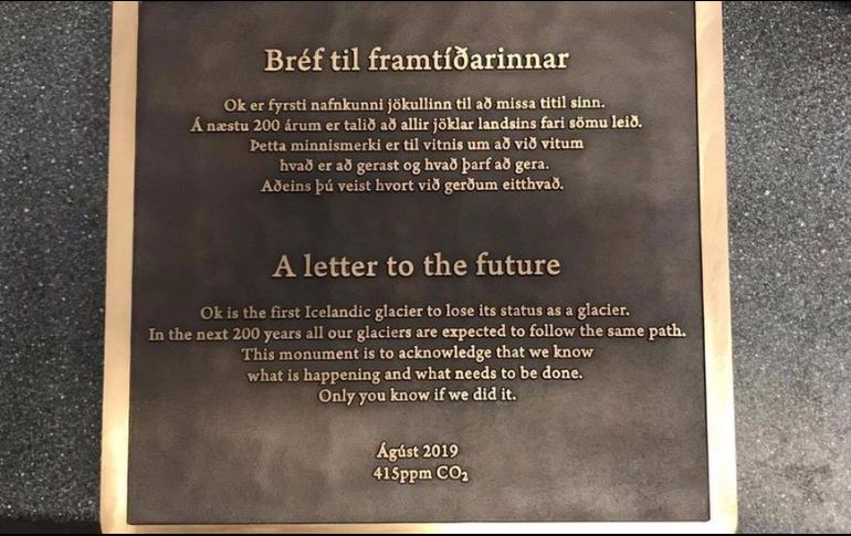 La placa conmemora a Okjokull, que yacía encima del volcán Ok. 