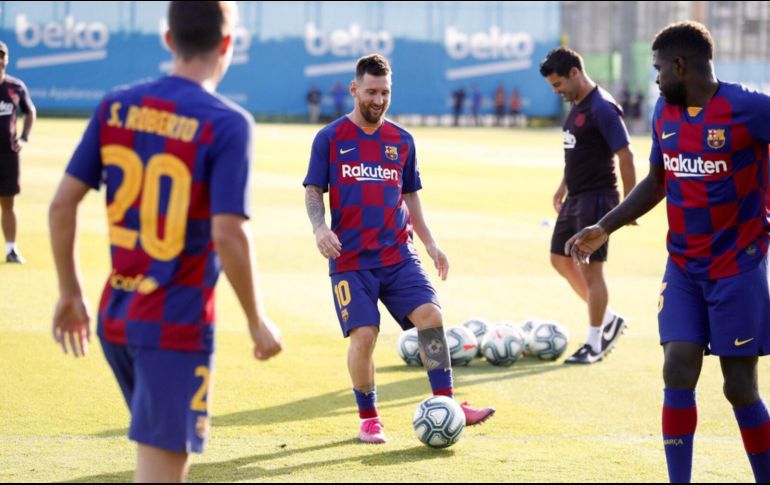 Este miércoles, el delantero hizo trabajo diferenciado en la sesión matinal, y su regreso a la práctica grupal fue en la sesión de tarde. TWITTER / @FCBarcelona_es
